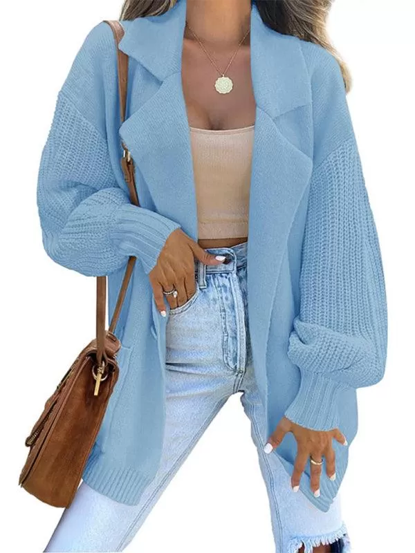 Big Collar  Women Cardigan Sweater