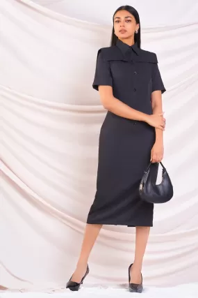 Black Midi Shirt Dress