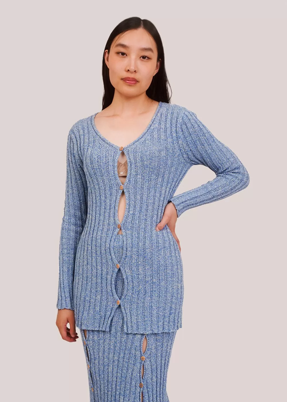 Blue Melange Loulou Cardigan