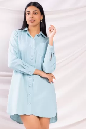 Blue Oversized Shirt Dress