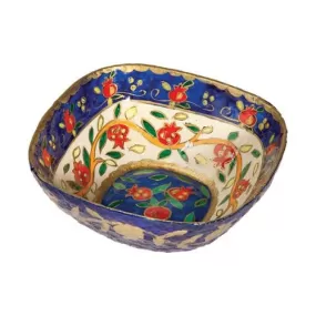 Bowl Papier Mache Hand Painted Flowers colourful home decor