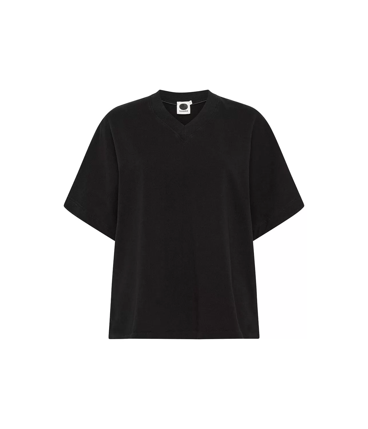 BOXY V-NECK TEE- BLACK