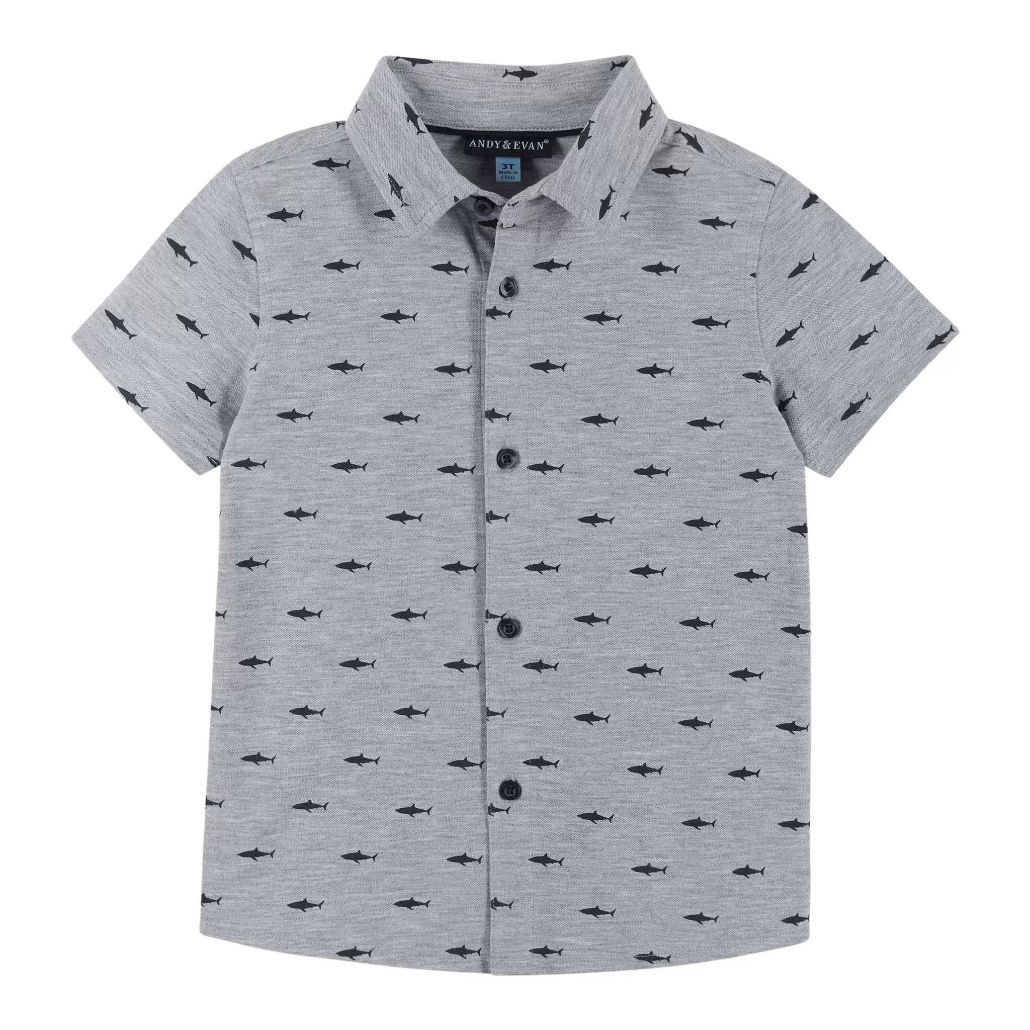 Boys Knit Shark Button Down Shirt