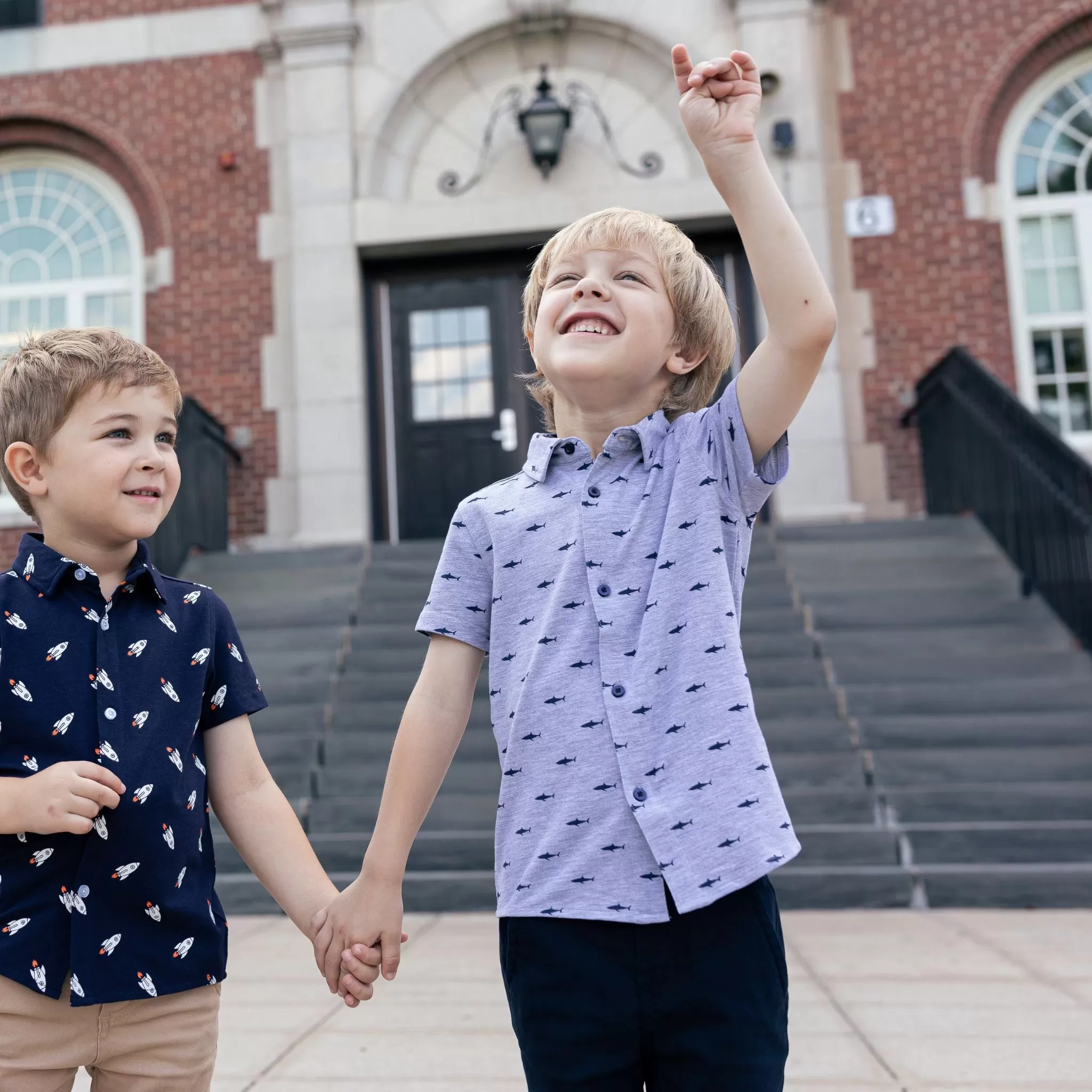 Boys Knit Shark Button Down Shirt