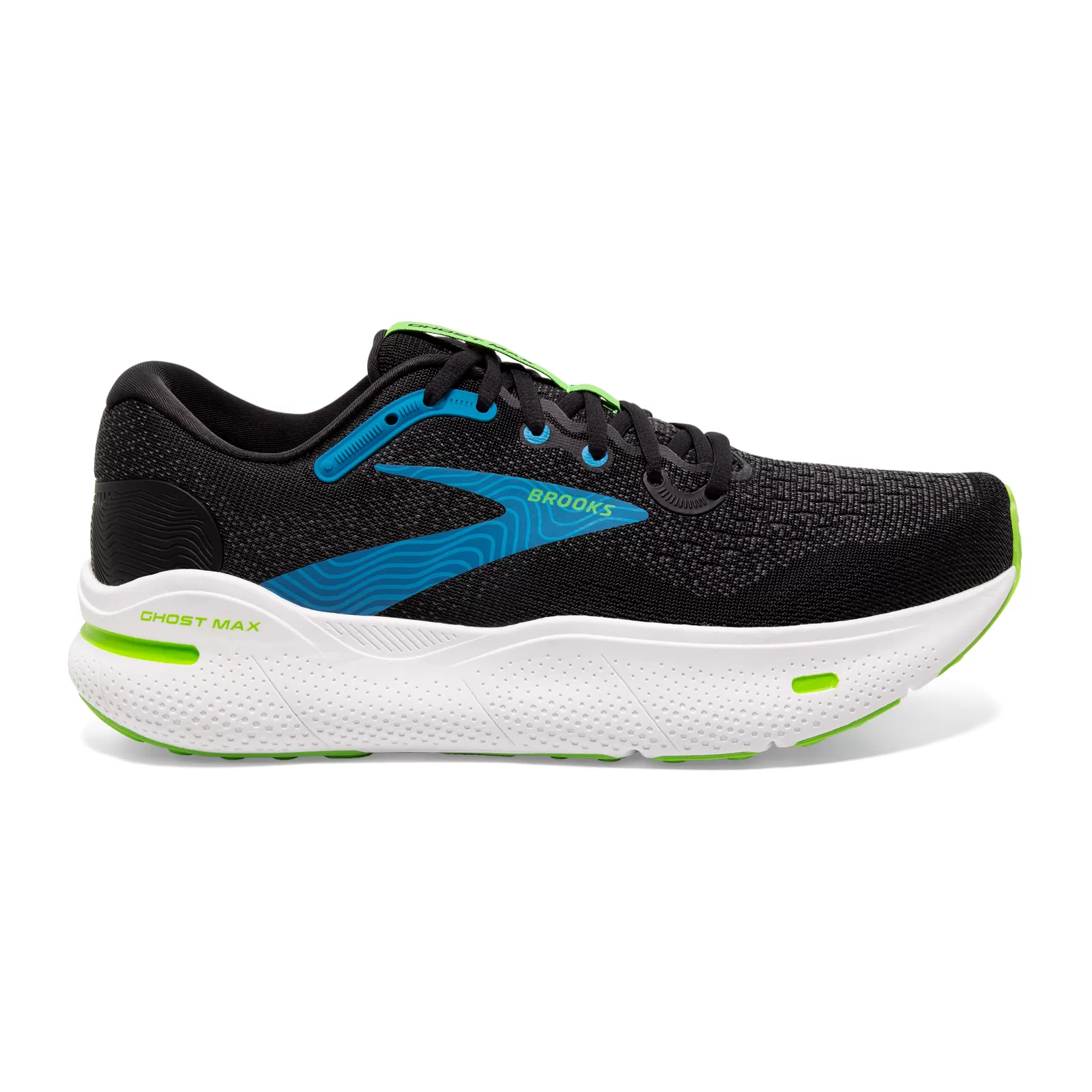 Brooks Ghost Max Running Shoe (Men) - Black/Atomic Blue/Jasmin