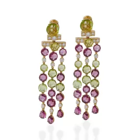 Bulgari Rome Tourmaline and Peridot Cascade Pendant Earrings