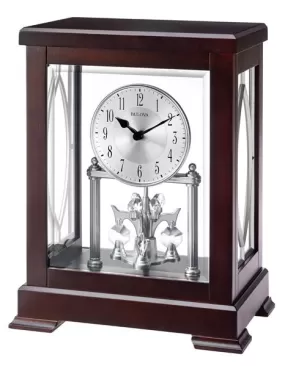 Bulova Empire Table Clock - Hardwood - Crystal-Cut Pendulum - Beveled Glass