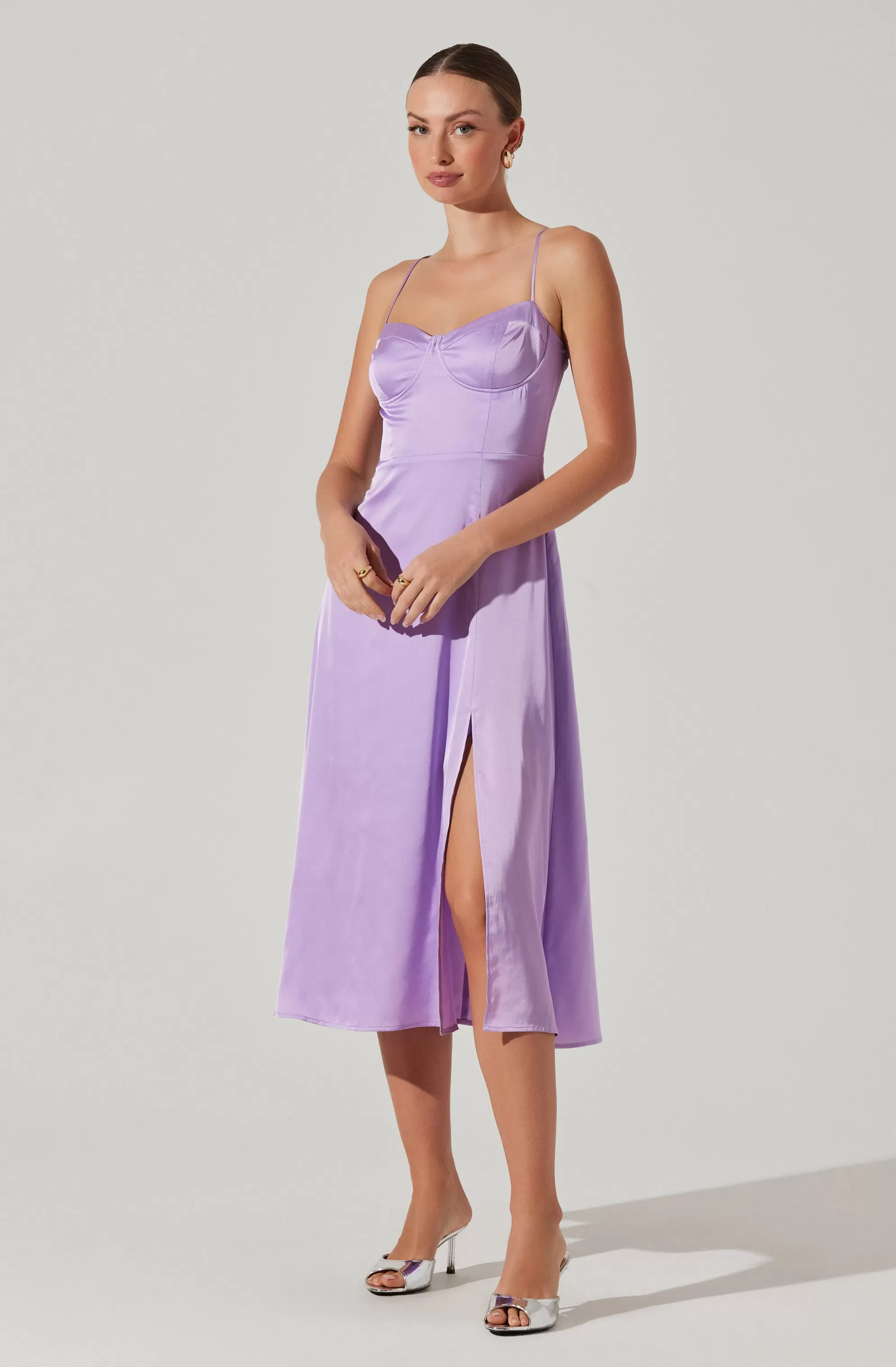 Bustier Satin Midi Dress