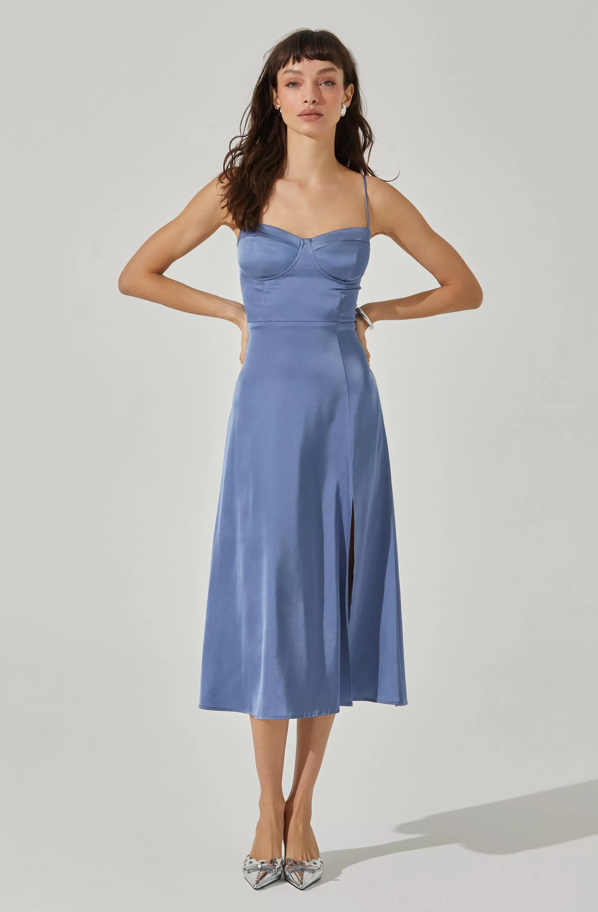 Bustier Satin Midi Dress