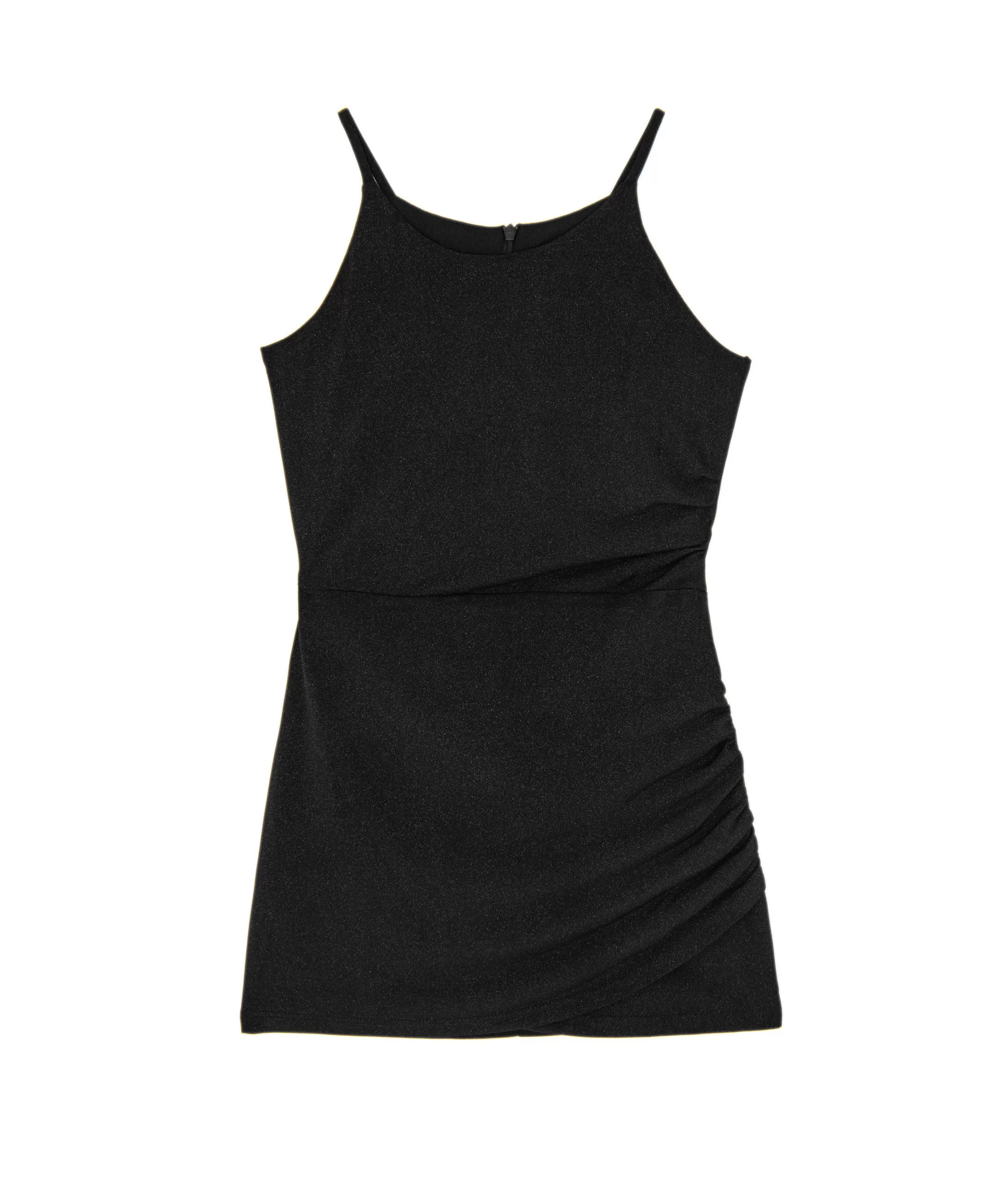 By Debra Girls Black Sparkle Ruched Body Con Dress