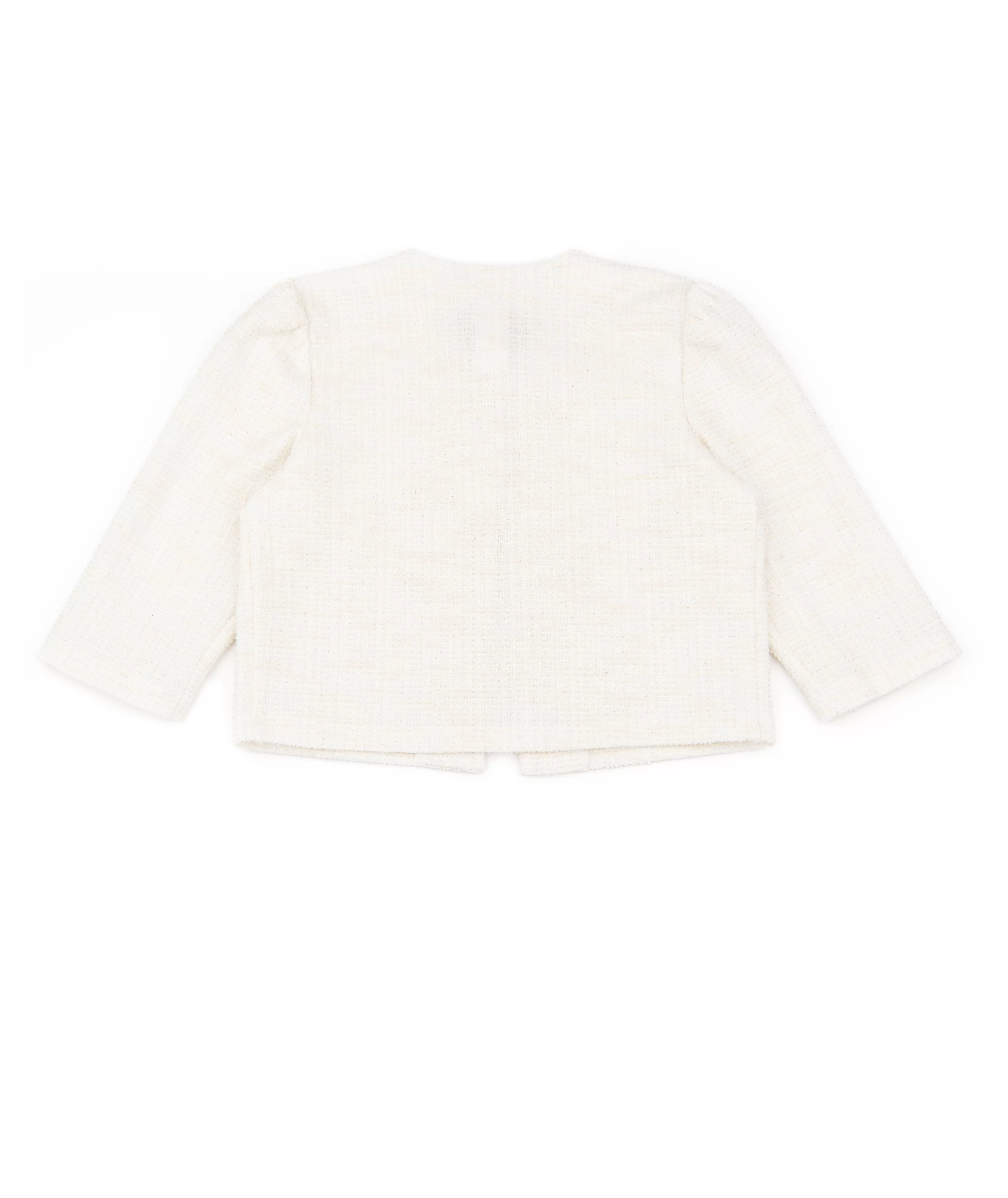 By Debra Girls White Boucle Puff Sleeve Jacket