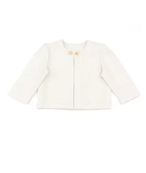 By Debra Girls White Boucle Puff Sleeve Jacket