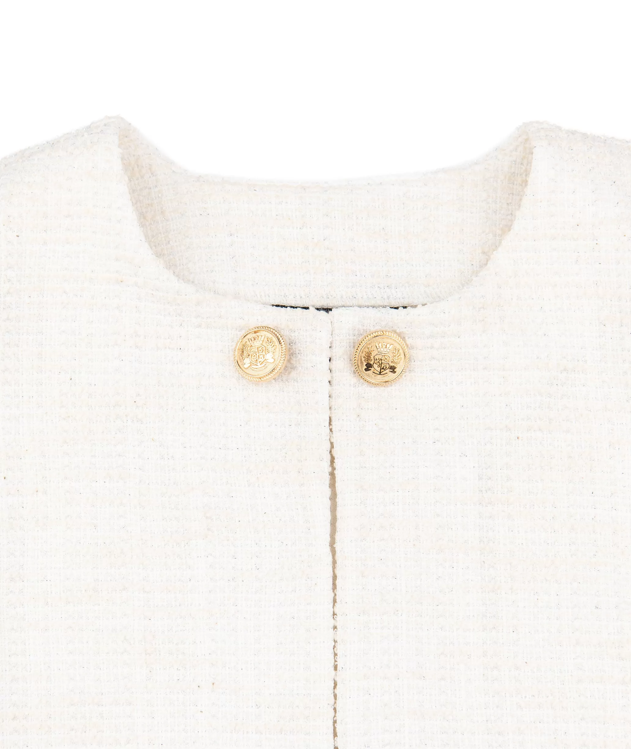 By Debra Girls White Boucle Puff Sleeve Jacket