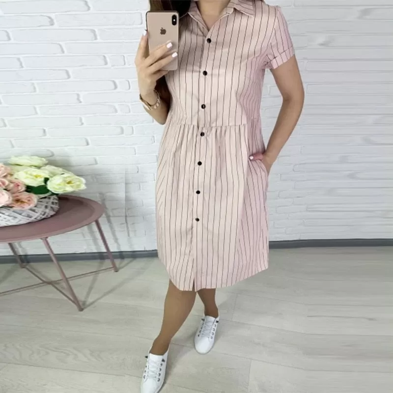 Casual Straight Striped Short Dress