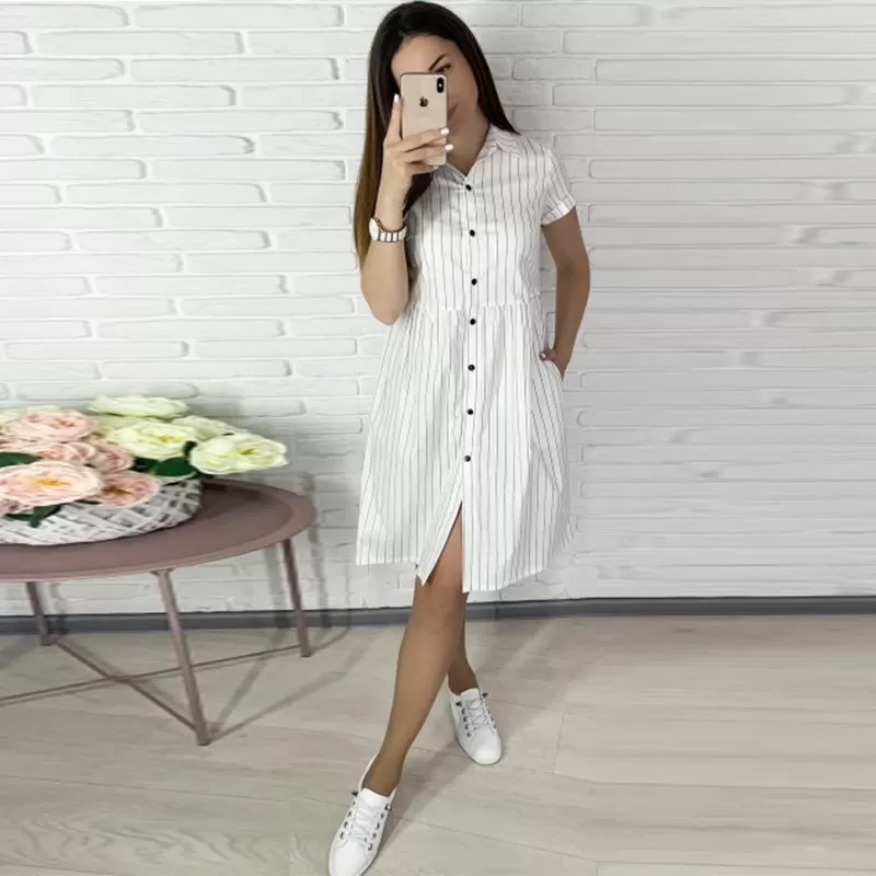 Casual Straight Striped Short Dress