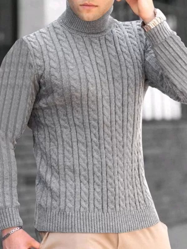 Casual Tight Stretch Men Sweater Turtleneck