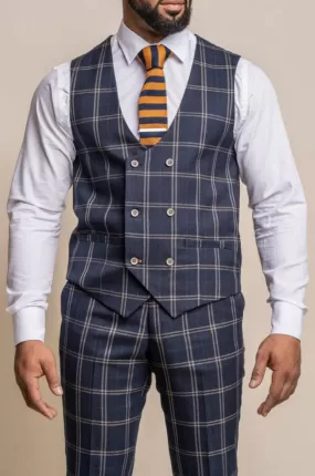 Cavani Hardy Navy Check Waistcoat