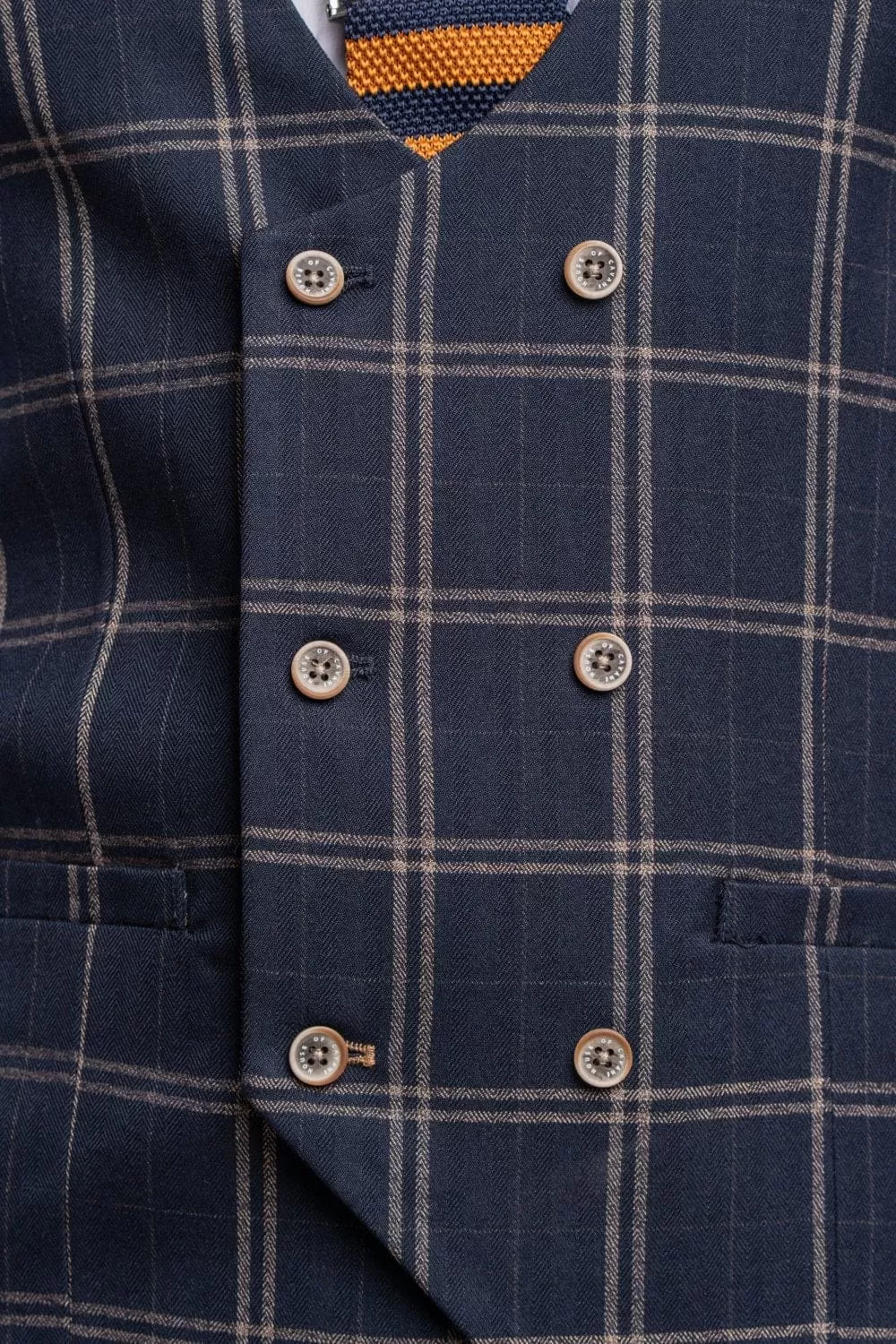 Cavani Hardy Navy Check Waistcoat