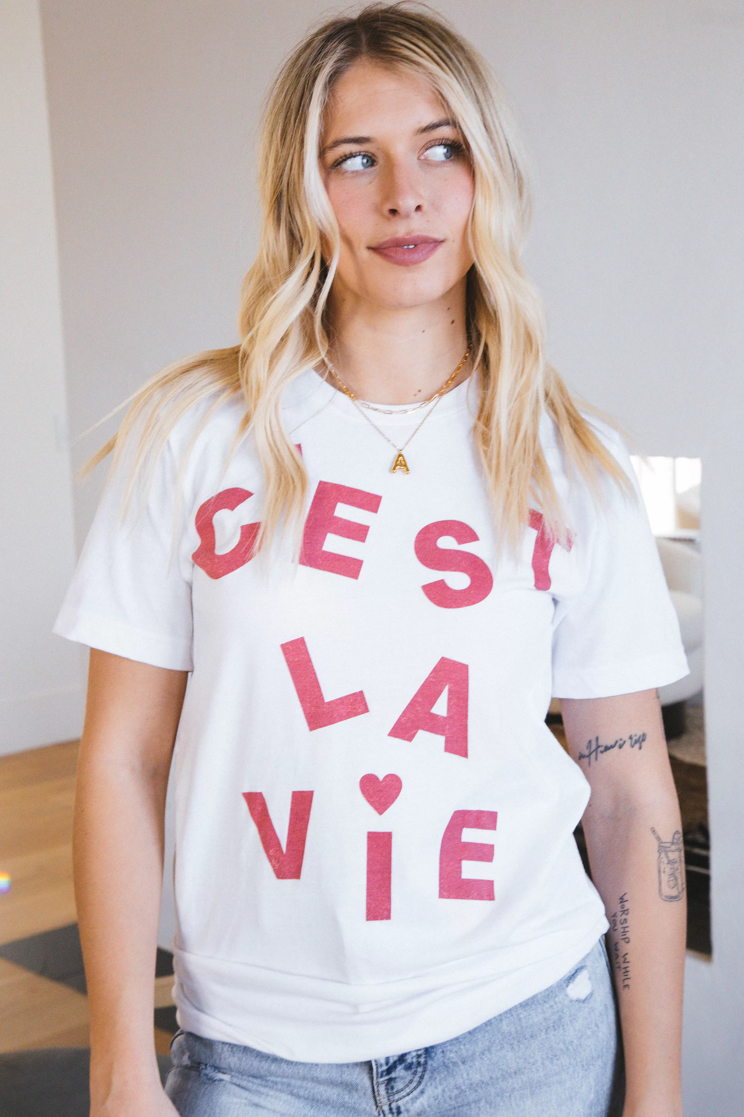 C'est La Vie Graphic Tee, White