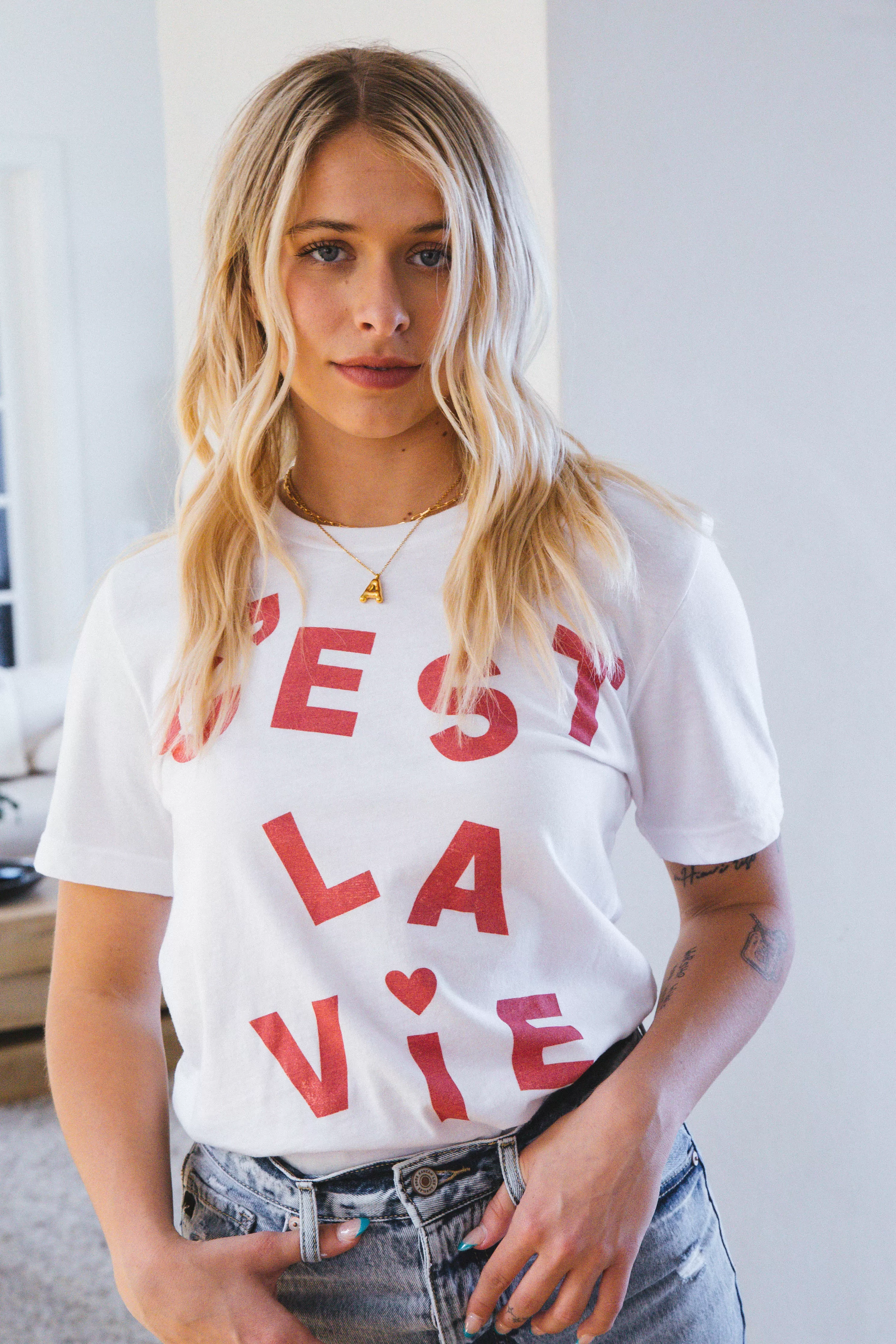 C'est La Vie Graphic Tee, White