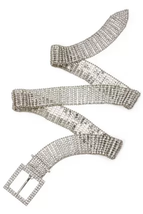 Chain Rhinestone Belt Silver