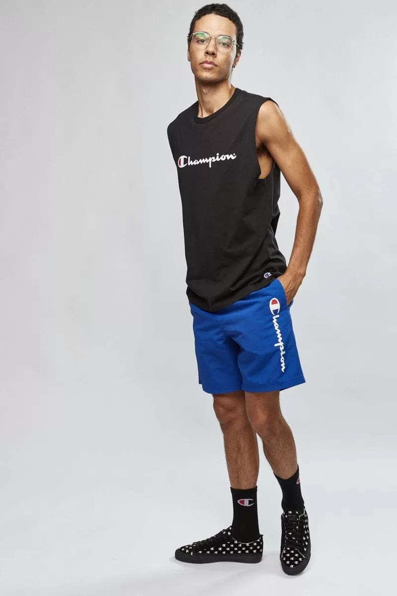 CHAMPION MEN'S SCRIPT MUSCLE BLACK SINGLET