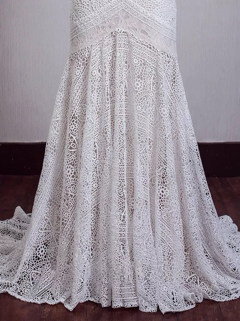 Chic Ivory Lace Mermaid Beach Wedding Dresses Sweetheart Rustic Boho Wedding Dresses