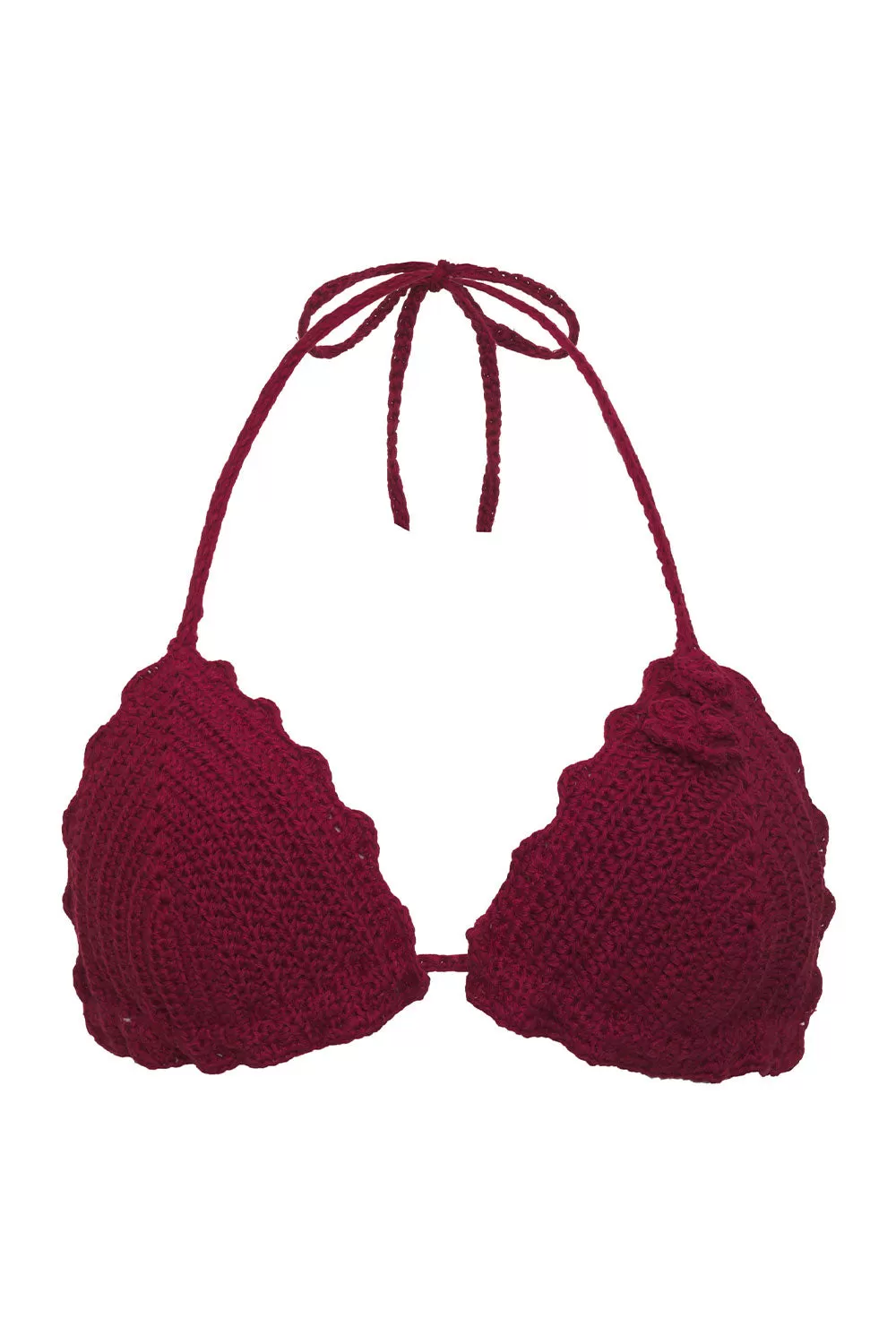 Chloe Triangle Crochet Bikini Top - Ruby