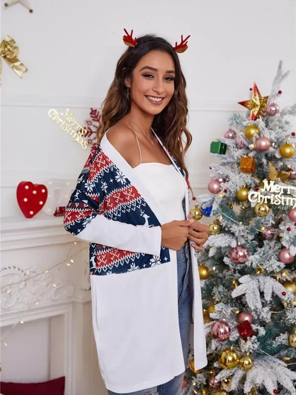 Christmas Print Casual  Women Cardigan Sweater