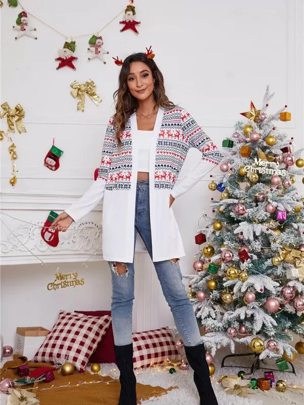 Christmas Print Casual  Women Cardigan Sweater