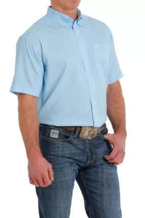 'Cinch' Men's ArenaFlex Print Classic Fit Button Down - Light Blue