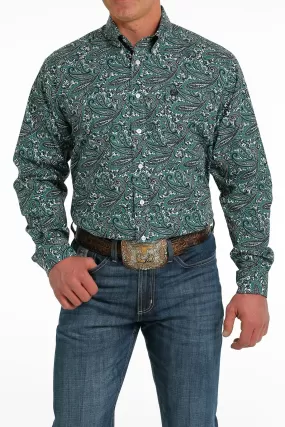 'Cinch' Men's Paisley Print Classic Fit Button Down - Teal