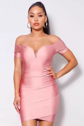 Classy Off Shoulder Gathered Mini Dress