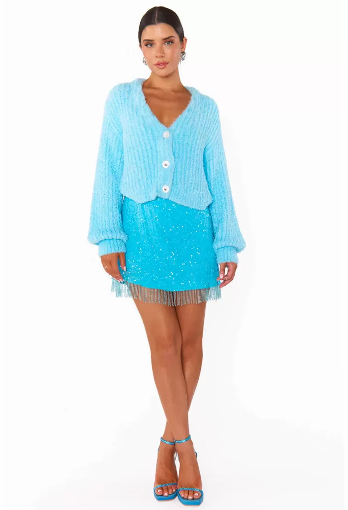 Clemmie Cardi-Highlighter Blue Knit