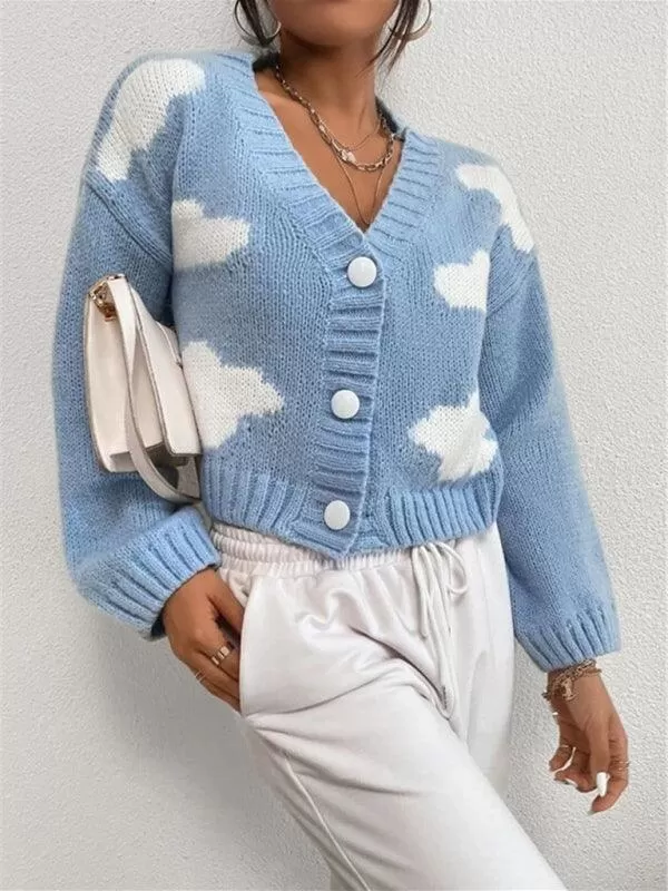 Cloud Crop Women Cardigan Sweater