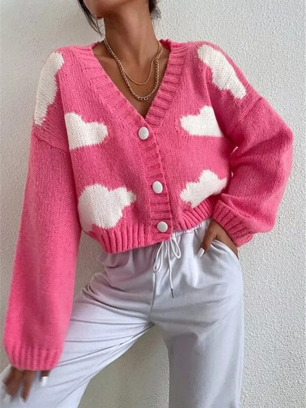 Cloud Crop Women Cardigan Sweater