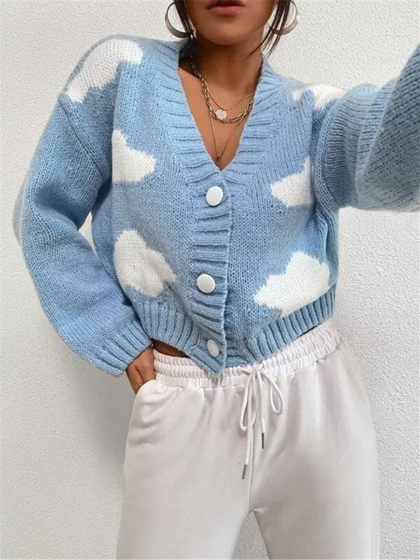 Cloud Crop Women Cardigan Sweater