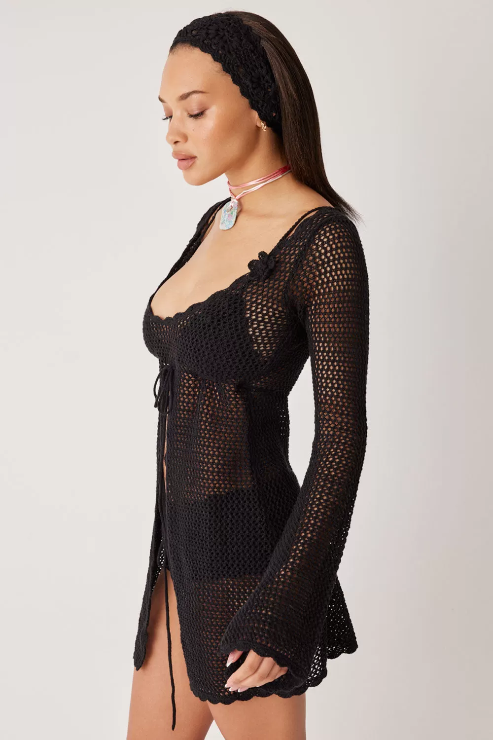 Collette Crochet Tunic - Black