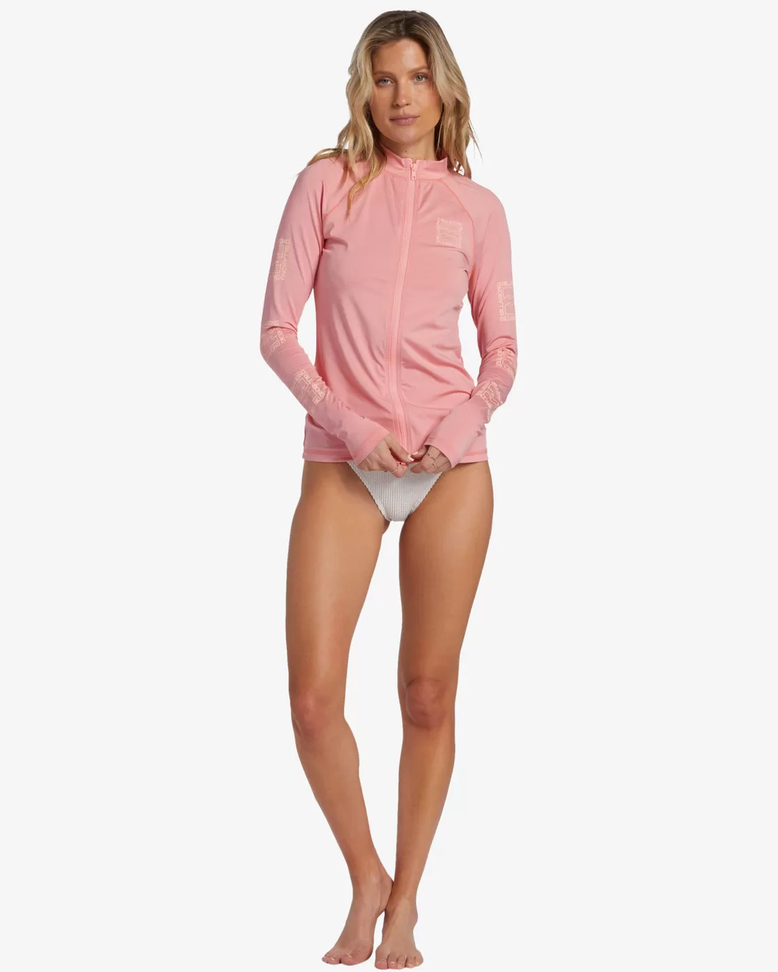 Core Long Sleeve Zip Front Surf Tee - Flamingo