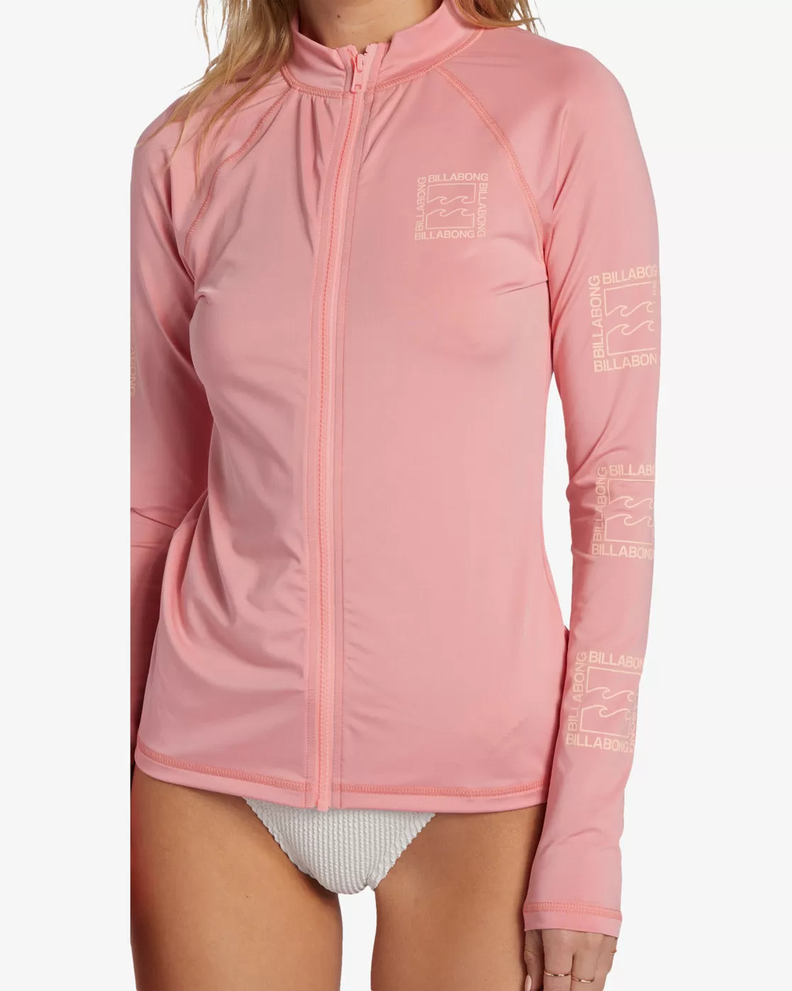 Core Long Sleeve Zip Front Surf Tee - Flamingo