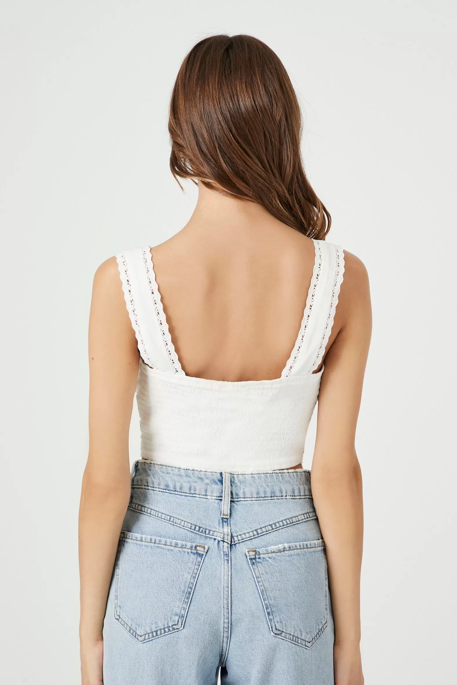 Cropped Lace-Trim Tank Top