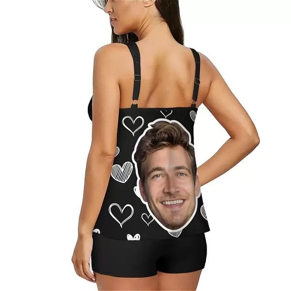 Custom Face Love Drawings Tankini Two-Piece Swimsuit