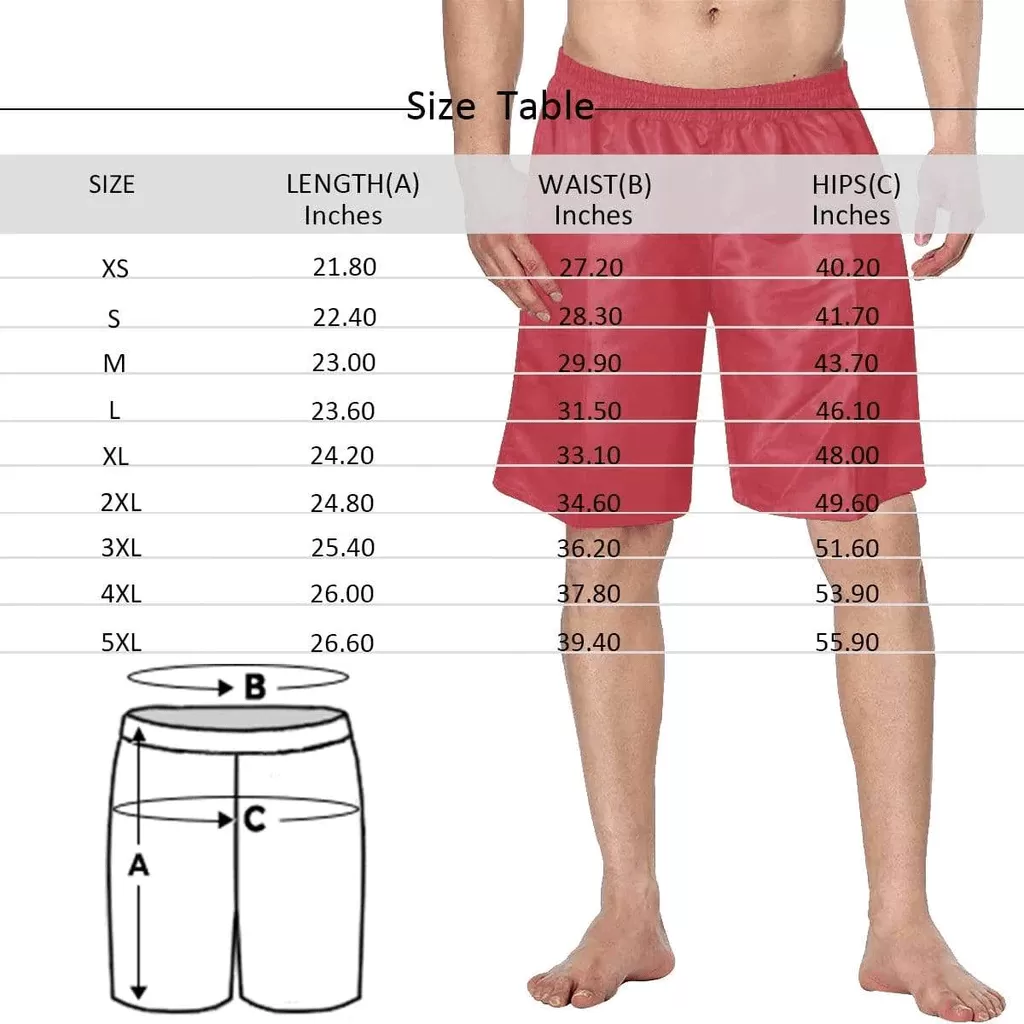 Custom Face Tropical Plants Couple Matching Beach Shorts Personalized Men's Elastic Beach Shorts&Women's Mid-Length Board Shorts Swim Trunks