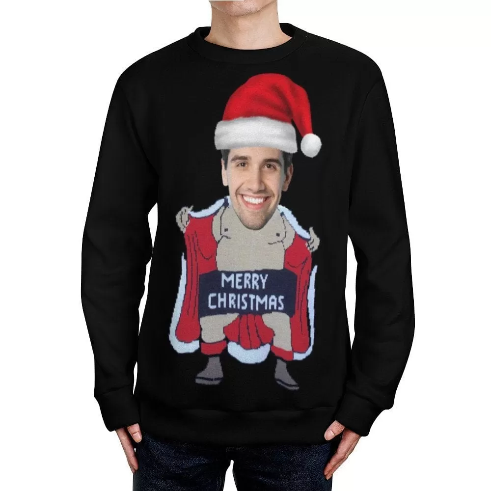 Custom Face Ugly Sweater Merry Christmas Round Neck Sweater for Christmas