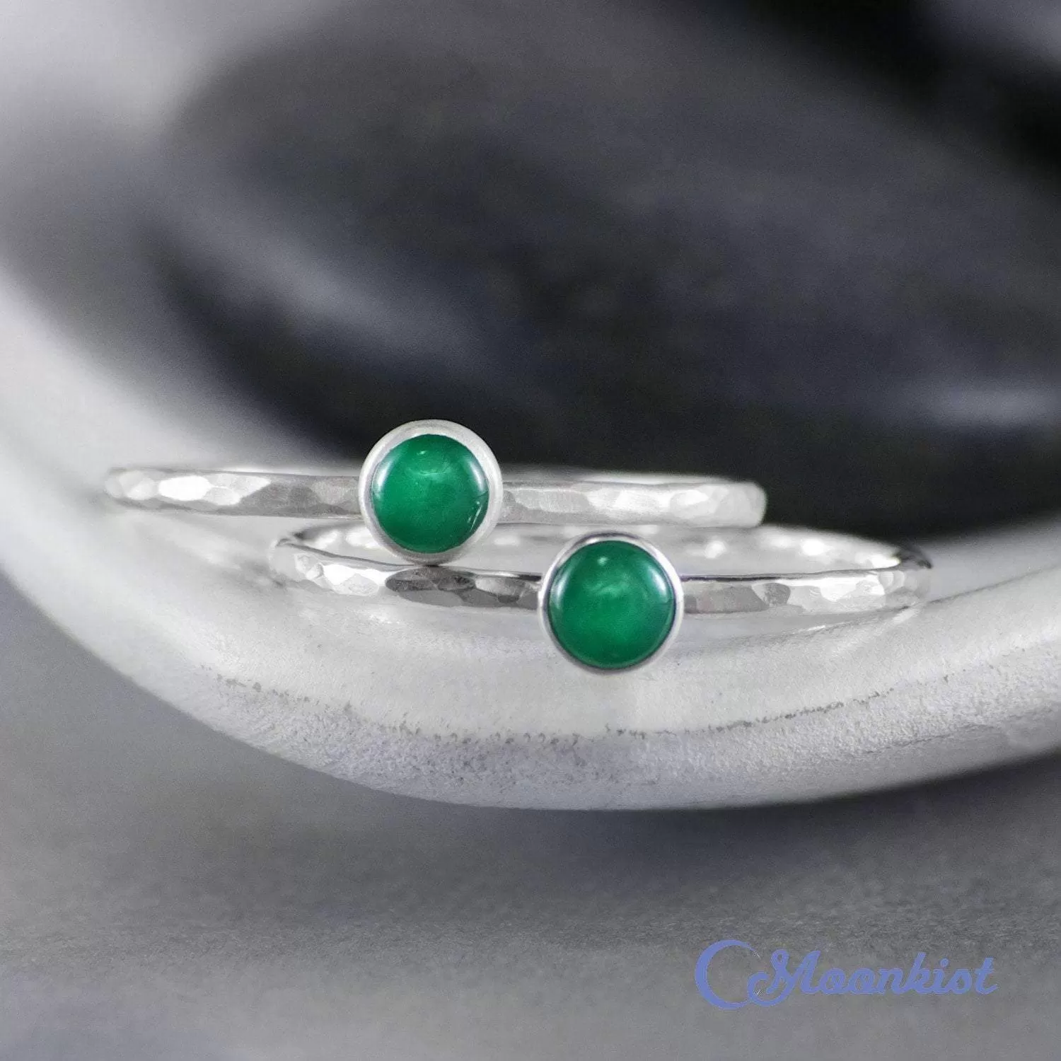 Dainty Silver Emerald Pinky Ring | Moonkist Designs