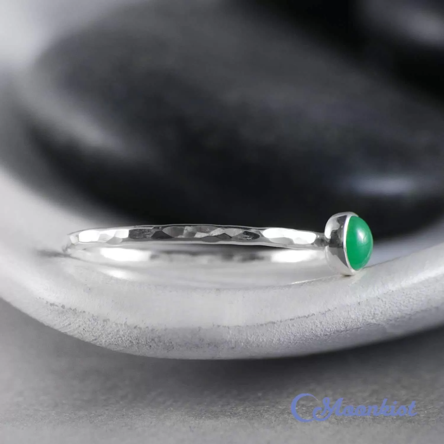 Dainty Silver Emerald Pinky Ring | Moonkist Designs