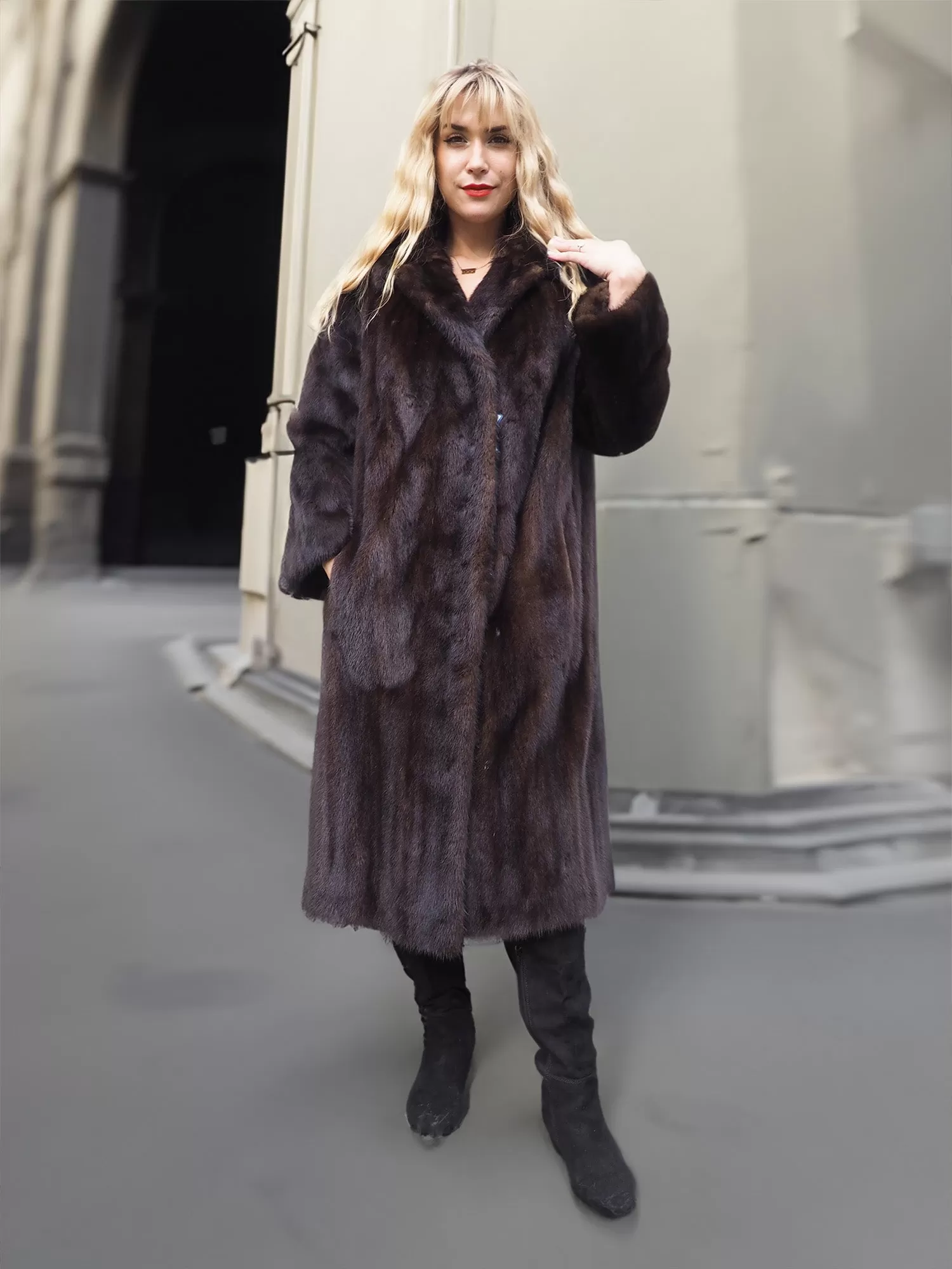 Dark Ranch Black Mink Coat Coats M Notch Collar