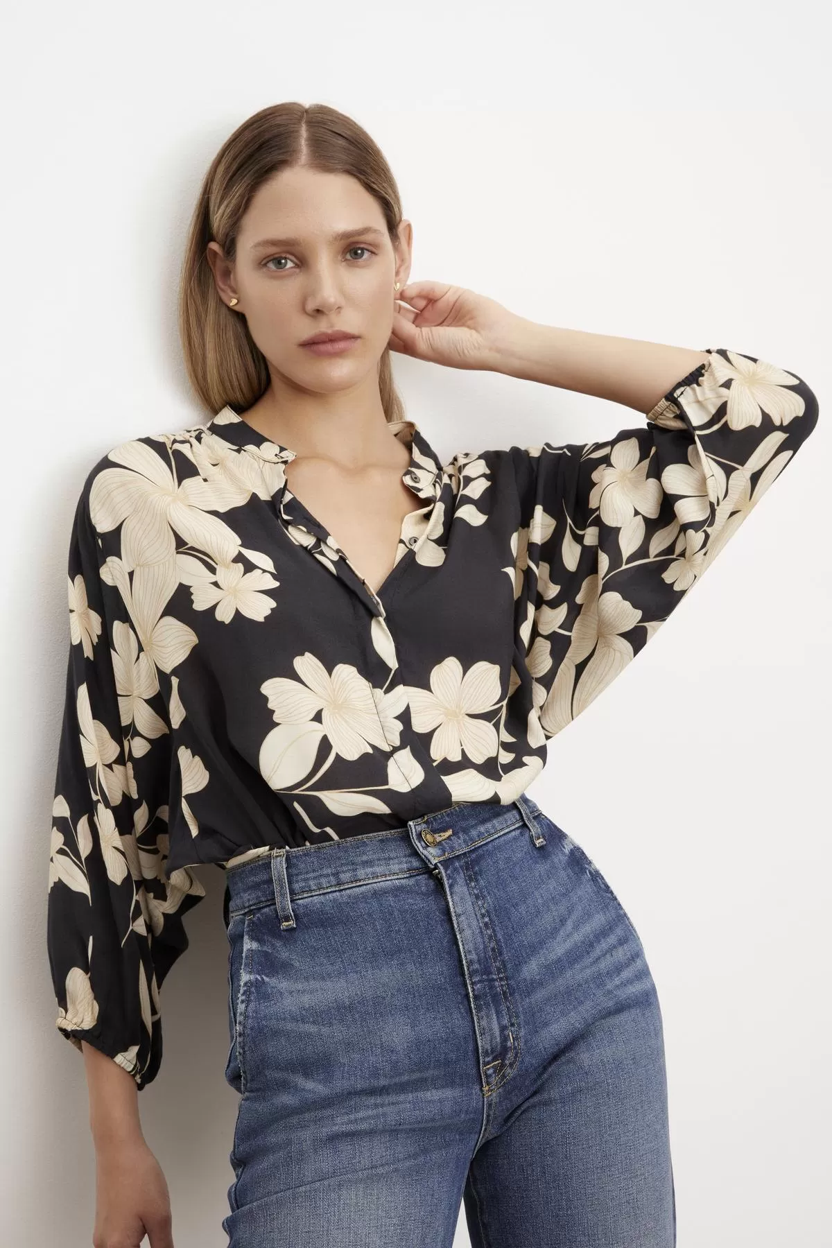 DESTINA PRINTED BUTTON-UP BLOUSE