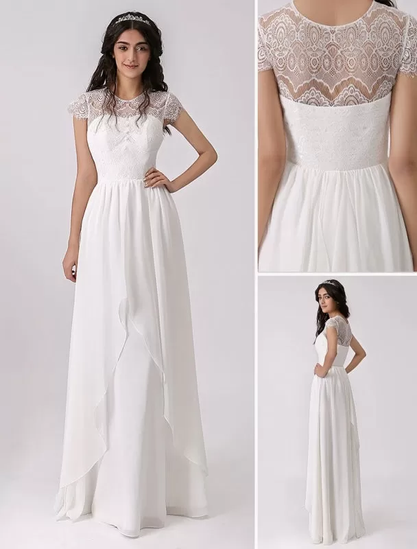 Destination Wedding Dress With Eyelash Lace Bodice