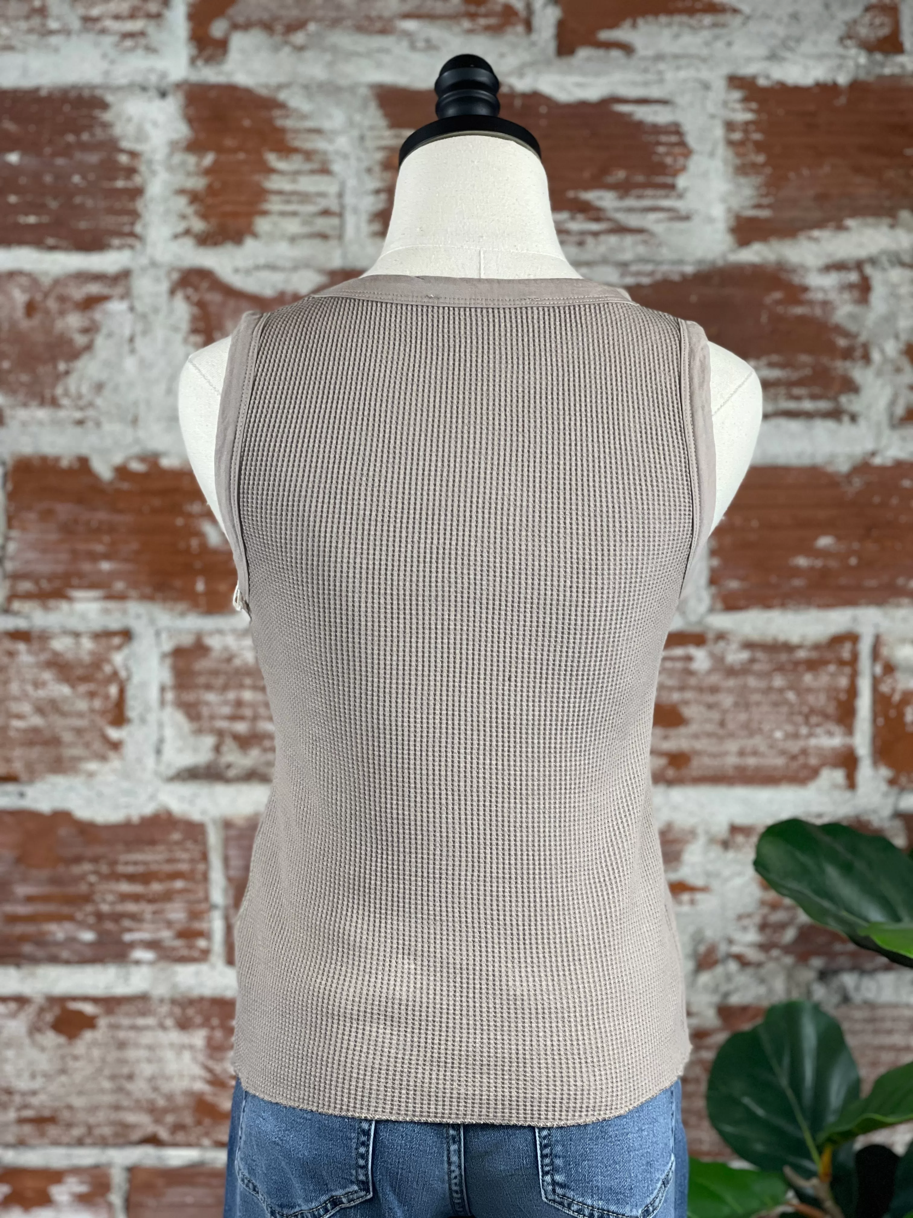 Dex Waffle Knit Tank in Stone